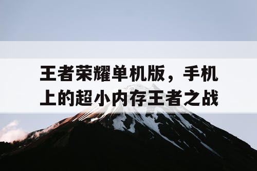 王者荣耀单机版,手机上的超小内存王者之战 王者荣耀单机版,手机上的超小内存王者之战