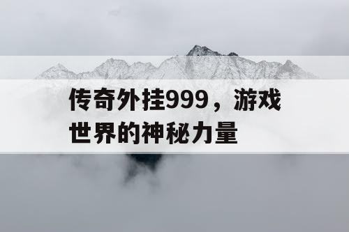 传奇外挂999，游戏世界的神秘力量