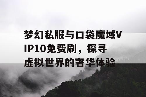 梦幻私服与口袋魔域VIP10免费刷，探寻虚拟世界的奢华体验
