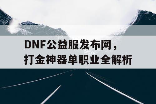 DNF公益服发布网，打金神器单职业全解析