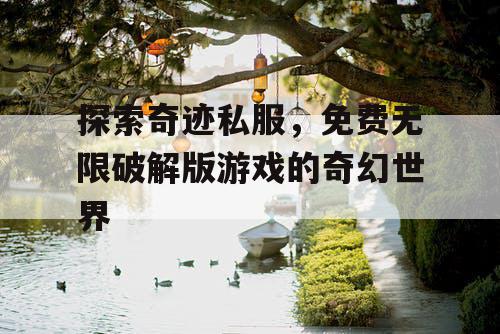 探索奇迹私服，免费无限破解版游戏的奇幻世界