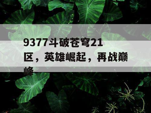 9377斗破苍穹21区，英雄崛起，再战巅峰