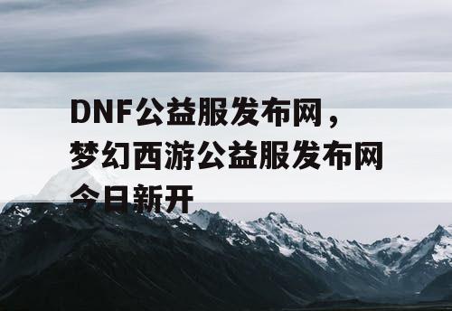 DNF公益服发布网，梦幻西游公益服发布网今日新开