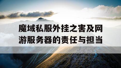 魔域私服外挂之害及网游服务器的责任与担当