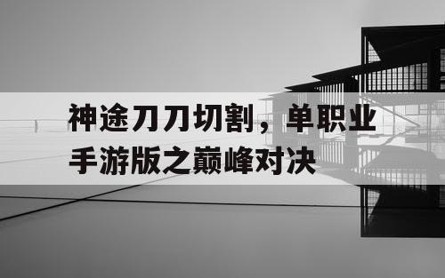 神途刀刀切割，单职业手游版之巅峰对决