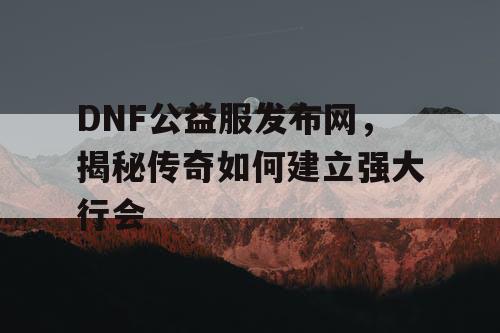 DNF公益服发布网，揭秘传奇如何建立强大行会