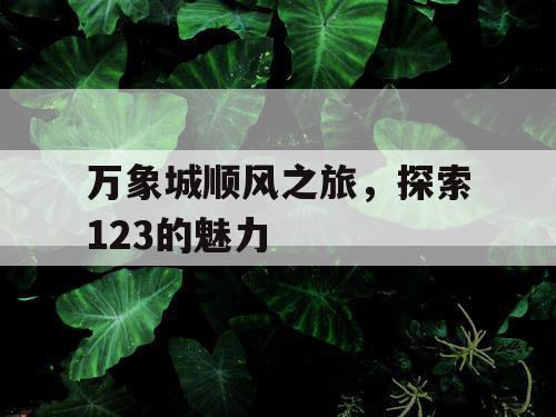 万象城顺风之旅,探索123的魅力 万象城顺风之旅,探索123的魅力