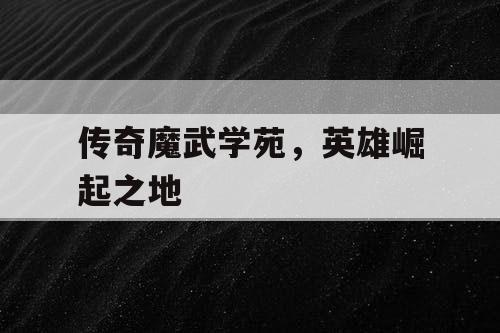 传奇魔武学苑,英雄崛起之地 传奇魔武学苑,英雄崛起之地
