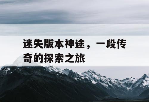 迷失版本神途，一段传奇的探索之旅