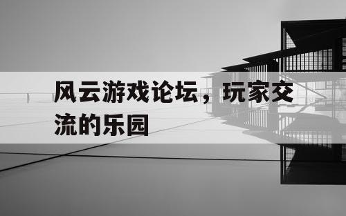 风云游戏论坛，玩家交流的乐园