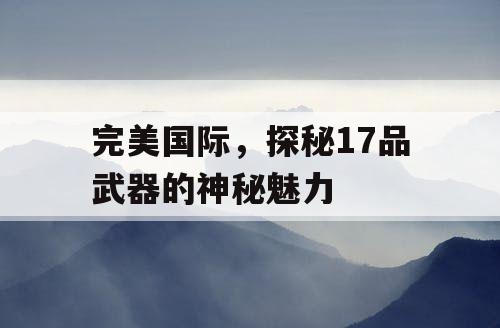 完美国际，探秘17品武器的神秘魅力