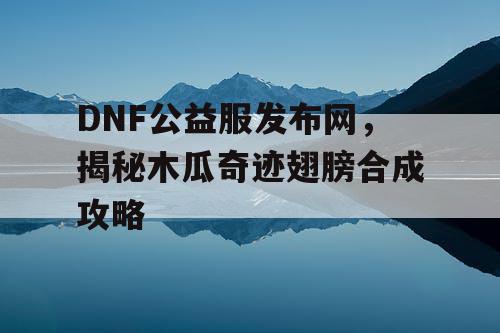 DNF公益服发布网，揭秘木瓜奇迹翅膀合成攻略