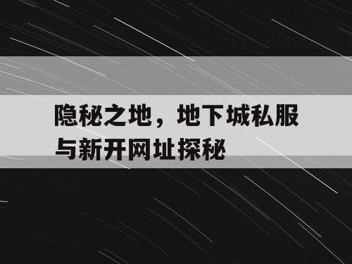 隐秘之地，地下城私服与新开网址探秘