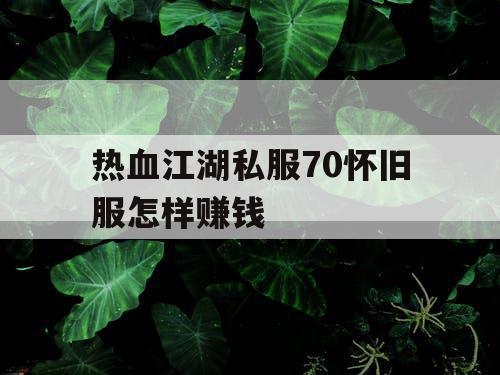 热血江湖私服70怀旧服怎样赚钱