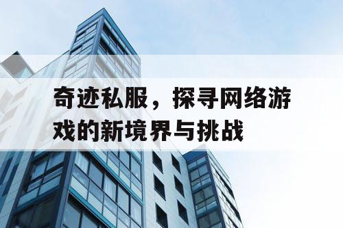 奇迹私服，探寻网络游戏的新境界与挑战