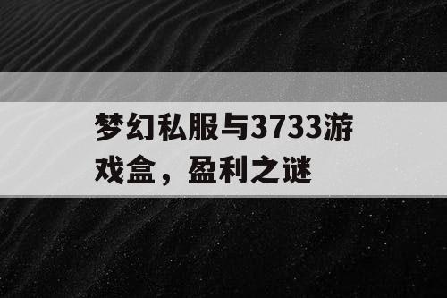 梦幻私服与3733游戏盒，盈利之谜