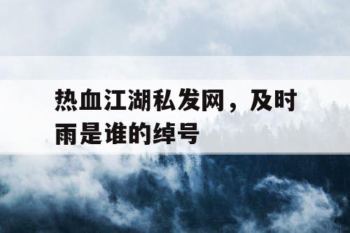 热血江湖私发网，及时雨是谁的绰号