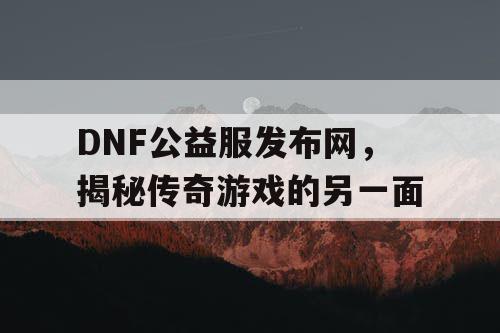 DNF公益服发布网，揭秘传奇游戏的另一面