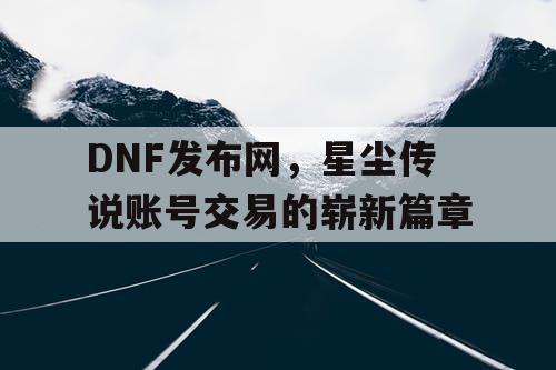 DNF发布网，星尘传说账号交易的崭新篇章