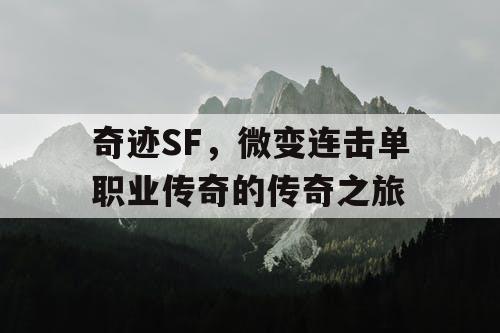 奇迹SF，微变连击单职业传奇的传奇之旅