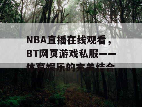 NBA直播在线观看，BT网页游戏私服——体育娱乐的完美结合