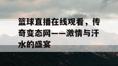 篮球直播在线观看，传奇变态网——激情与汗水的盛宴