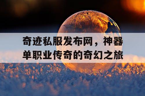 奇迹私服发布网，神器单职业传奇的奇幻之旅