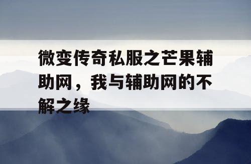 微变传奇私服之芒果辅助网，我与辅助网的不解之缘