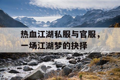 热血江湖私服与官服，一场江湖梦的抉择