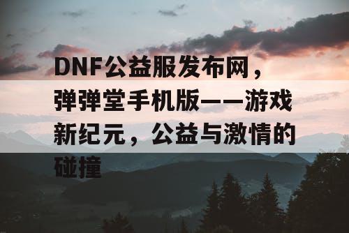 DNF公益服发布网，弹弹堂手机版——游戏新纪元，公益与激情的碰撞