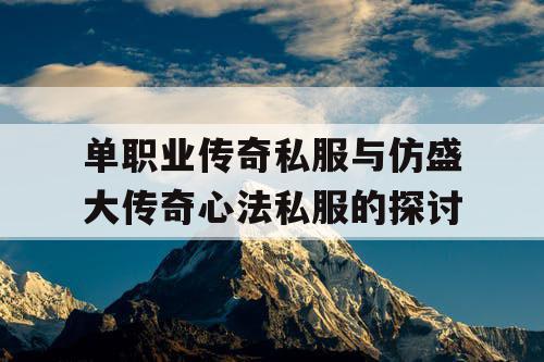 单职业传奇私服与仿盛大传奇心法私服的探讨
