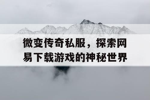 微变传奇私服，探索网易下载游戏的神秘世界