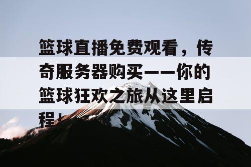 篮球直播免费观看，传奇服务器购买——你的篮球狂欢之旅从这里启程！