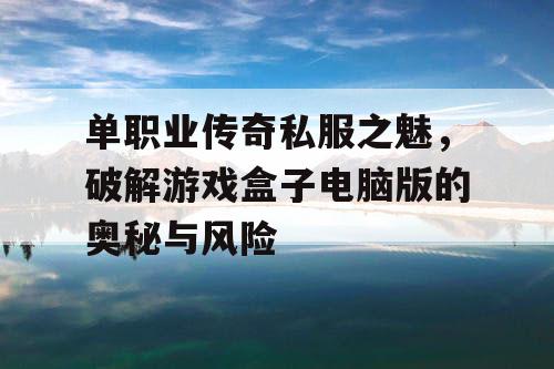 单职业传奇私服之魅，破解游戏盒子电脑版的奥秘与风险