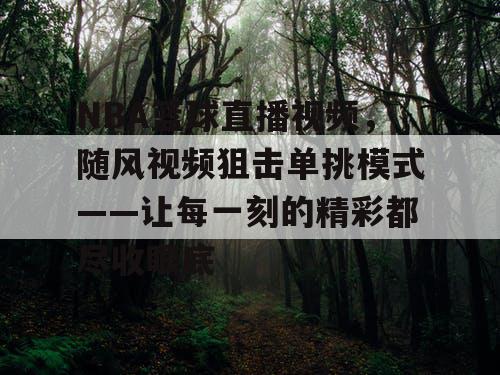 NBA篮球直播视频，随风视频狙击单挑模式——让每一刻的精彩都尽收眼底